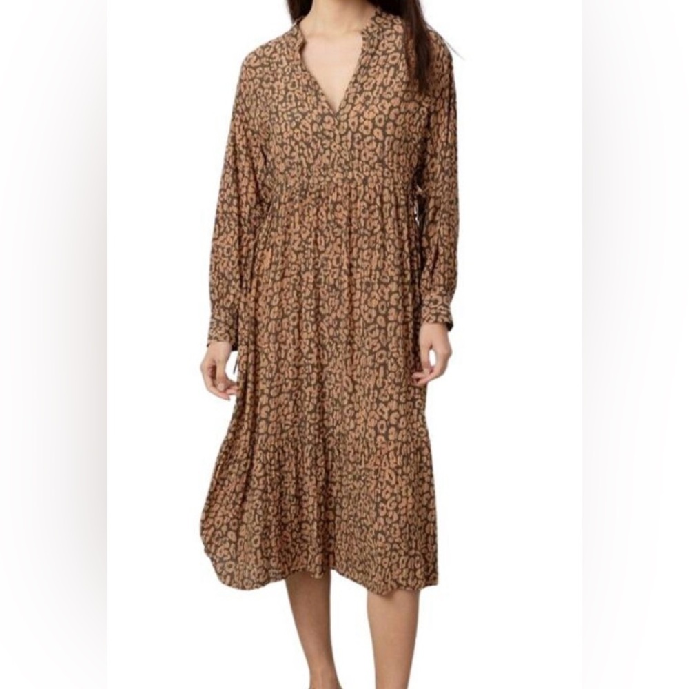 Rails Animal Print Long Sleeve Dress